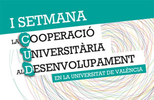 Cartel de la I Setmana de la Cooperación de la Universitat de València.